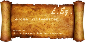 Lencse Szilveszter névjegykártya